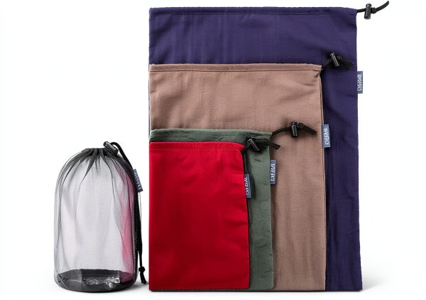 Nylon Stuff Sack Set 5-Piece EXERMIL Assorted Colors Drawstring-0